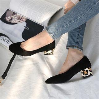 Round-toe Leopard-heel Pumps