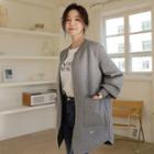 Round-neck Longline Zip-up Knit Jacket
