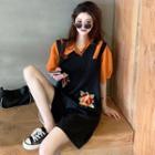 Loose-fit Shirt / Embroidered Wide-leg Playsuit