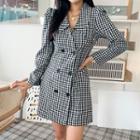 Chelsea-collar Gingham Blazer Minidress Black - One Size