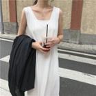 Plain Long-sleeve Loose-fit Shirt / Sleeveless Dress
