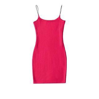 Spaghetti-strap Plain Sheath Dress (various Designs)
