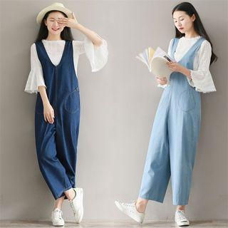 Plain Wide-leg Jumper Jeans