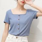 Square Neck Buttoned T-shirt
