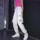 Side Pocket Lettering High Waist Cargo Pants