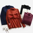 Long-sleeve Mock-neck Padded Top