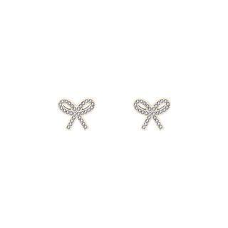 Bow Stud Earring 1 Pair - S925 Silver Needle - Silver - One Size
