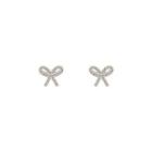 Bow Stud Earring 1 Pair - S925 Silver Needle - Silver - One Size