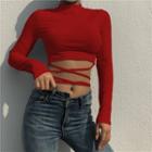 Strappy Long-sleeve Cropped T-shirt