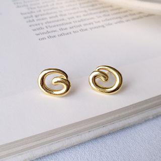 925 Sterling Silver Spiral Hoop Earring As Shown In Figure - One Size