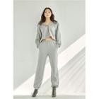 Drop-shoulder Cropped Hoodie Gray - One Size