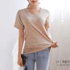 Set Of 2: V-neck Short-sleeve T-shirt