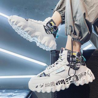 Printed Lace-up High-top Sneakers