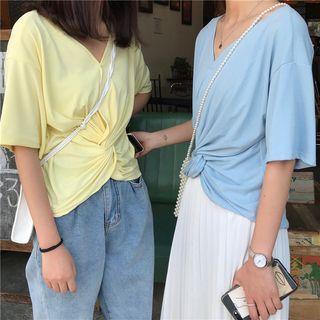 Knot Short-sleeve Cropped Top