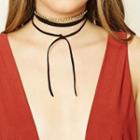 Chained Layered Leather Choker Silver - One Size