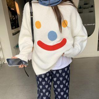 Long-sleeve Snowman Printed Knit Sweater