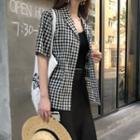 Gingham Short-sleeve Blazer