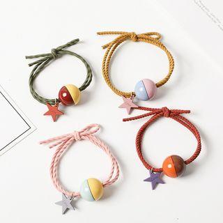 Wooden Bead & Star Hair Tie