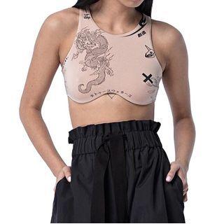 Graphic Print Crop Tank Top