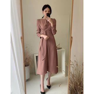 Knot-detail Long Flare Dress