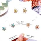 Flower Stud Earring 1 Pair S925 Silver Pin - Green - One Size