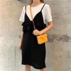 Mock Two Piece Ruffled T-shirt Dress