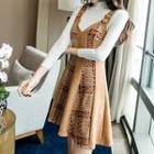 Plaid Jumper A-line Dress / Long-sleeve Top / Set