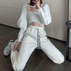 Sweatpants / Spaghetti Strap Knit Top / Long-sleeve Top