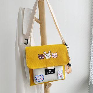 Two-tone Cartoon Print Crossbody Bag