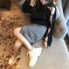 Turtleneck Lace Up Sweater Black - One Size