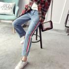 Striped Straight Cut Jeans