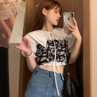 Suspender Cropped Print Top