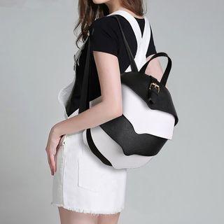Contrast Faux Leather Backpack
