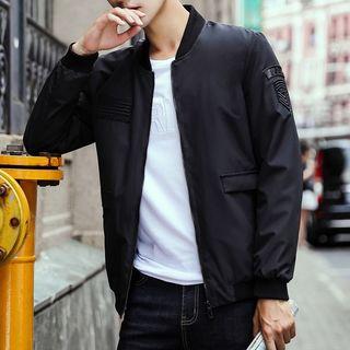 Patched Zip Bomber Jacket