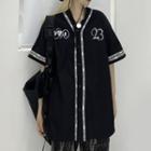 Short-sleeve Numbering Button-up Jacket