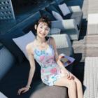 Spaghetti-strap Printed Swim Dress