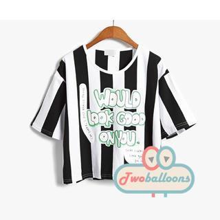 Short-sleeve Lettering Striped T-shirt