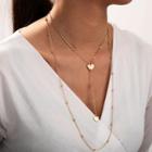 Heart Layered Necklace 9039 - Gold - One Size