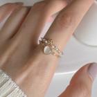 Heart & Star Layered Open Ring 1pc - Gold - One Size