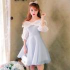 3/4-sleeve Off Shoulder A-line Dress