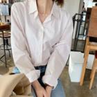 Loose-fit Striped Shirt Light Beige - One Size