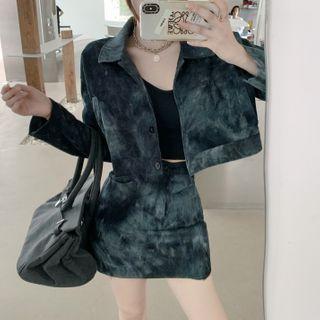Cropped Tie-dye Shirt Jacket / Mini A-line Skirt