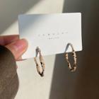 Leopard Print Alloy Hoop Earring 1 Pair - S925 Silver - Almond - One Size
