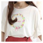 Ribbon-accent Sleeve T-shirt