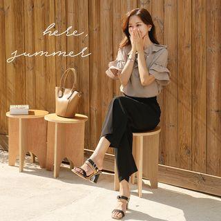 Ruffle-collar Bell-cuff Blouse
