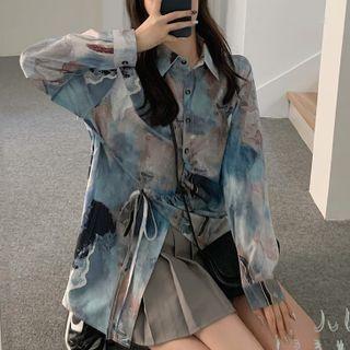Drawstring Print Shirt