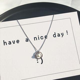 Hoop Faux Pearl Necklace Silver - One Size