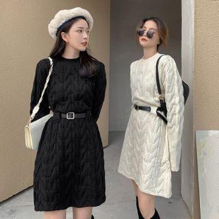 Mini A-line Cable Knit Sweater Dress