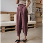 Button Cropped Harem Pants