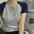 Short Sleeve Print Raglan Cropped T-shirt